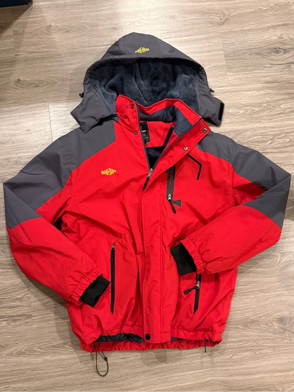Men’s Red and Gray Winter Jacket with Hood